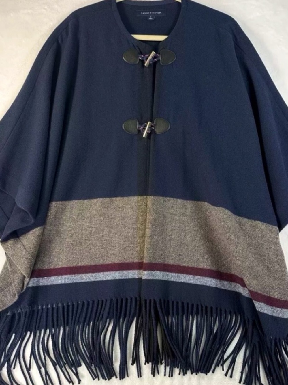 Tommy Coat Back to School Football Color Block Preppy Poncho Like New